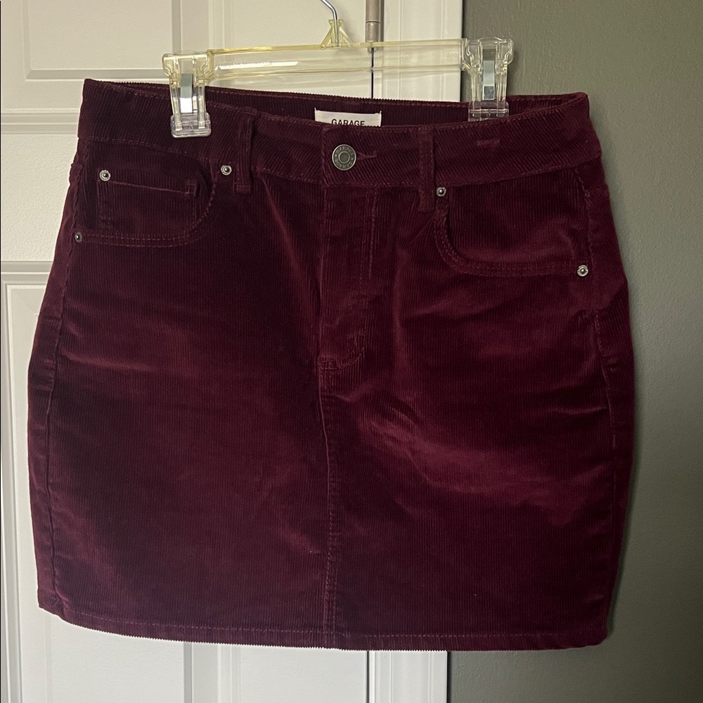 Burgundy Corduroy Mini Skirt Size P/S High Waisted Fall Winter Casual Preppy